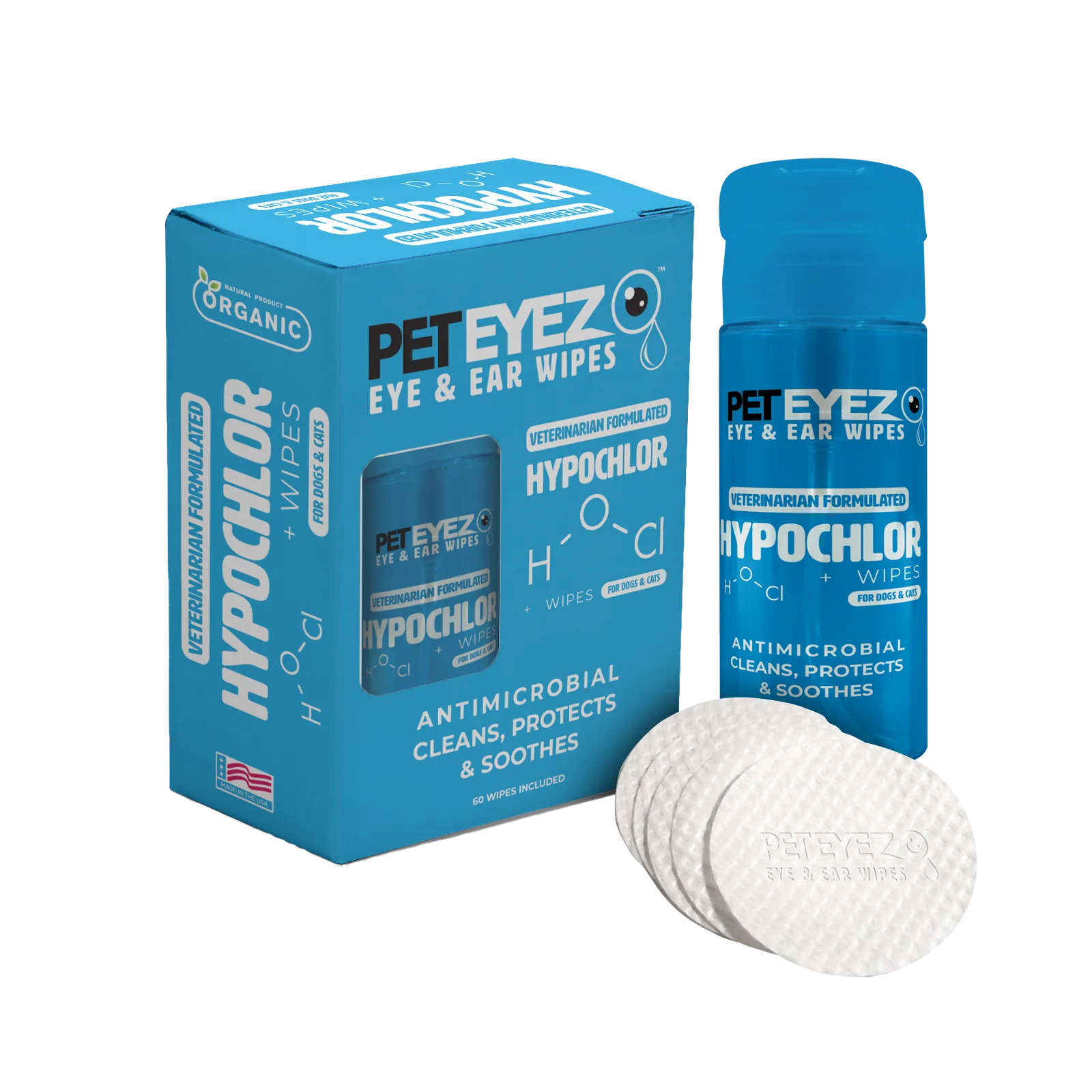 PetEyez™️ Eye, Tear Stain, and Ear Wipe with Hypochlor