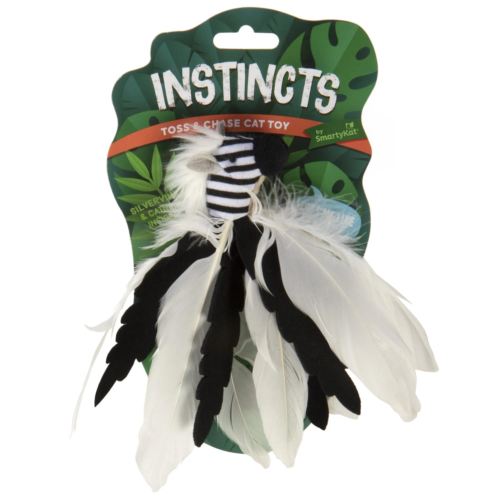 Zingy Zebra Toss & Chase Feather HappyNip Cat Toy