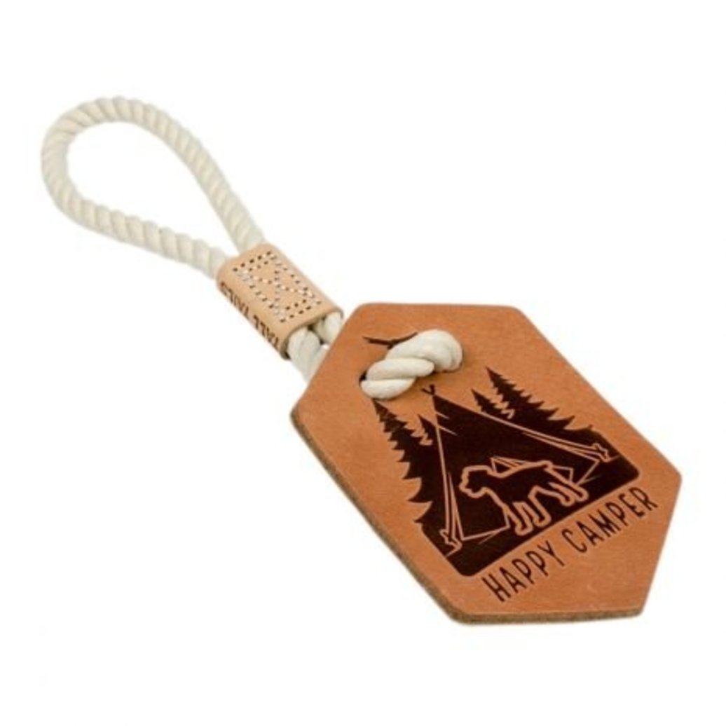 Natural Leather Happy Camper Tug Toy