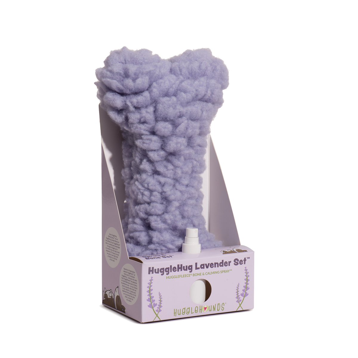 HuggleHug™ Lavender Bone &amp; 2oz Calming Spray Dog Toy Set