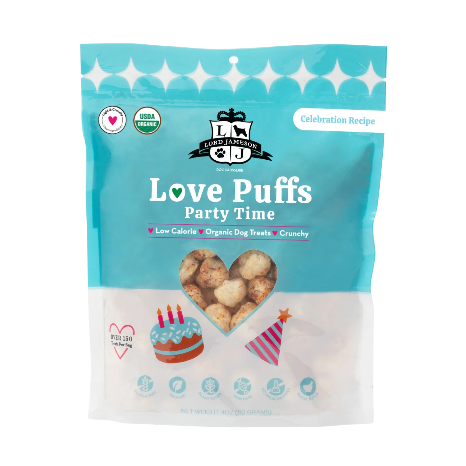 Party Time Love Puffs Organic Dog Treats