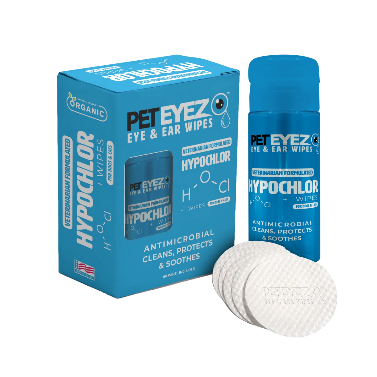 PetEyez™️ Eye, Tear Stain, and Ear Wipe with Hypochlor