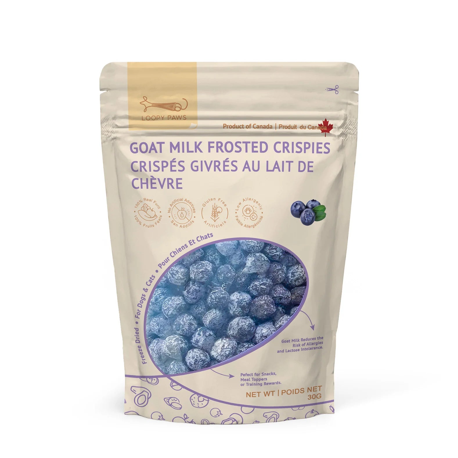 Goat Milk Frosted Crispy Blueberries