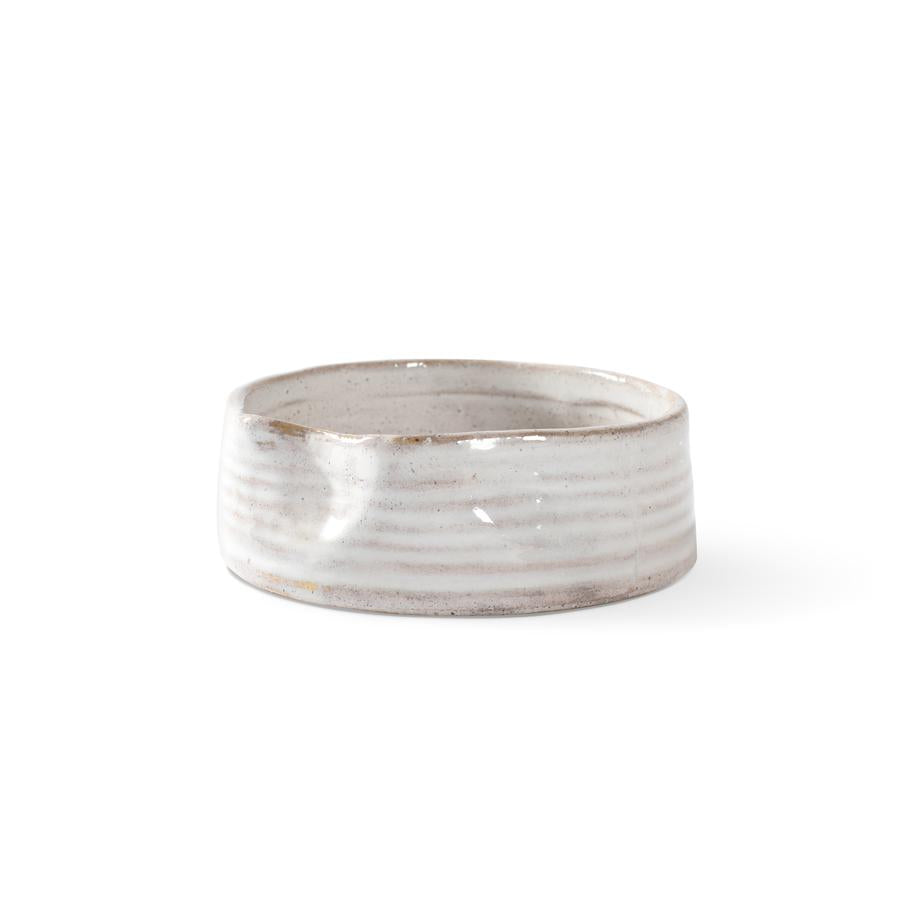 Ribbed Pottery Bowl in Cream