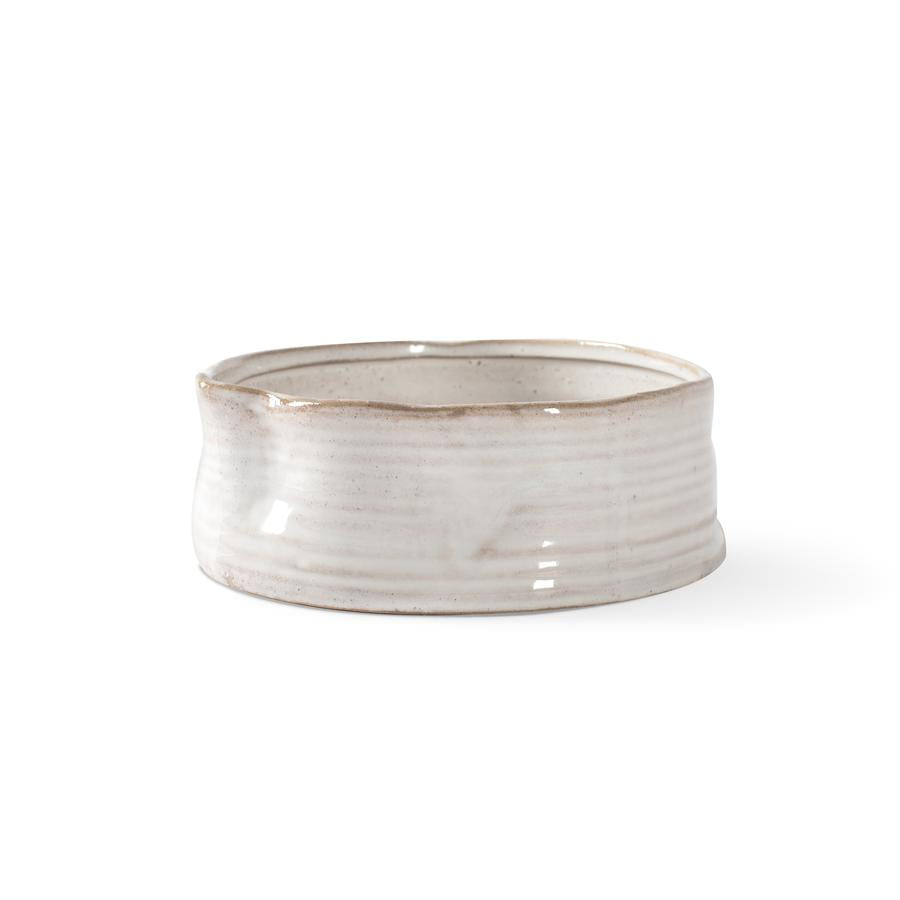 Ribbed Pottery Bowl in Cream