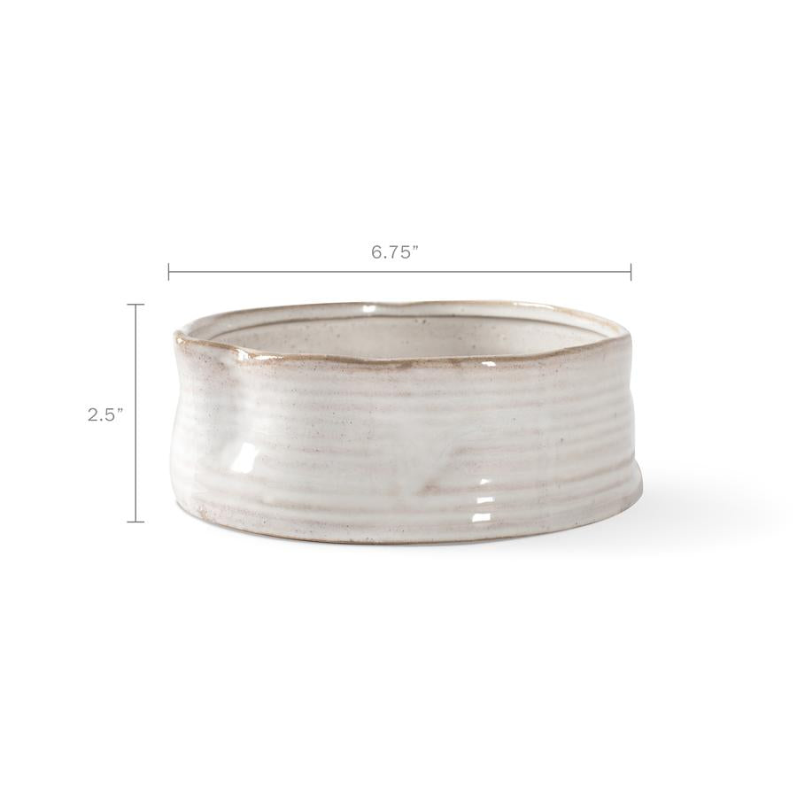 Ribbed Pottery Bowl in Cream