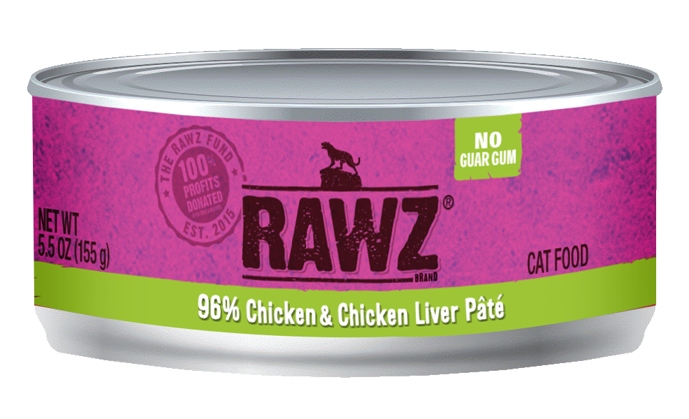 RAWZ Chicken Chicken Liver Recipe 96 MEAT GUM FREE P T CANS