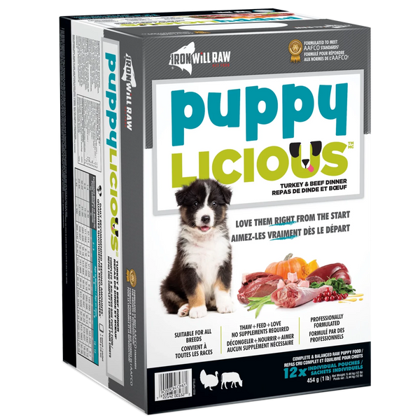 Iron Will Raw Puppylicious Turkey Beef Dinner 12lb Little