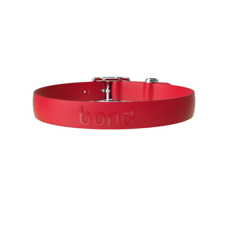 BOND Durable Anti Bacterial Dog Collar in Tomato Little Chief Co